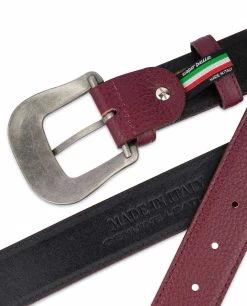 Burgundy Western Belt With Buckle | Italian Leather 7 Burgundy Western Belt With Buckle | Italian Leather -Belt Shop Burgundy Western Belt With Buckle Italian Leather SIlver antique