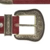 Burgundy Suede Handmade Western Belt With Bronze Buckle -Belt Shop Burgundy suede handmade western belt with bronze buckle copy