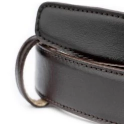 Dark Brown Leather Cowboy Belt With Silver Buckle -Belt Shop CLNR30BRST 2