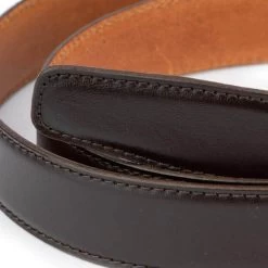 Dark Brown Leather Cowboy Belt With Silver Buckle -Belt Shop CLNR30BRST 5