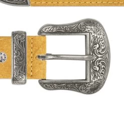 Camel Suede Ranger Western Belt With Silver Buckle