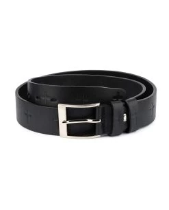 Christian Cross Embossed Full Grain Leather Belt -Belt Shop Christian Cross Embossed Full Grain Leather Belt 2