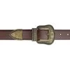 Cognac Leather Belt With Cowboy Bronze Buckle -Belt Shop Cognac Leather Belt With Cowboy Bronze Buckle On jeans