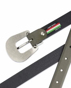 Cowgirl Belt With Buckle | Olive Green Leather -Belt Shop Cowgirl Belt With Buckle Olive Green Leather Made in Italy