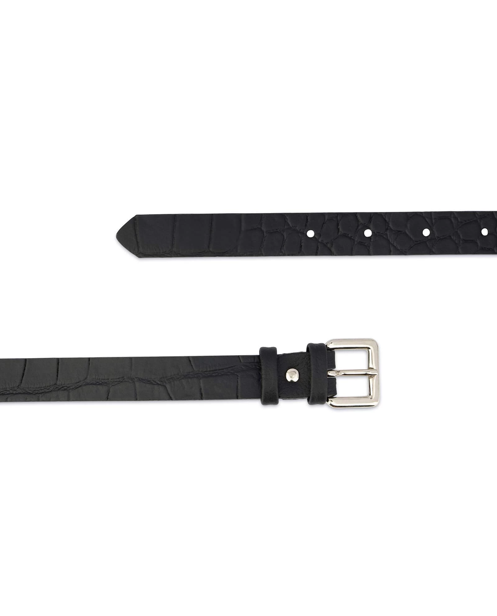 Croco Thin Black Belt Womens 2.0 Cm 3 Croco Thin Black Belt Womens 2.0 Cm