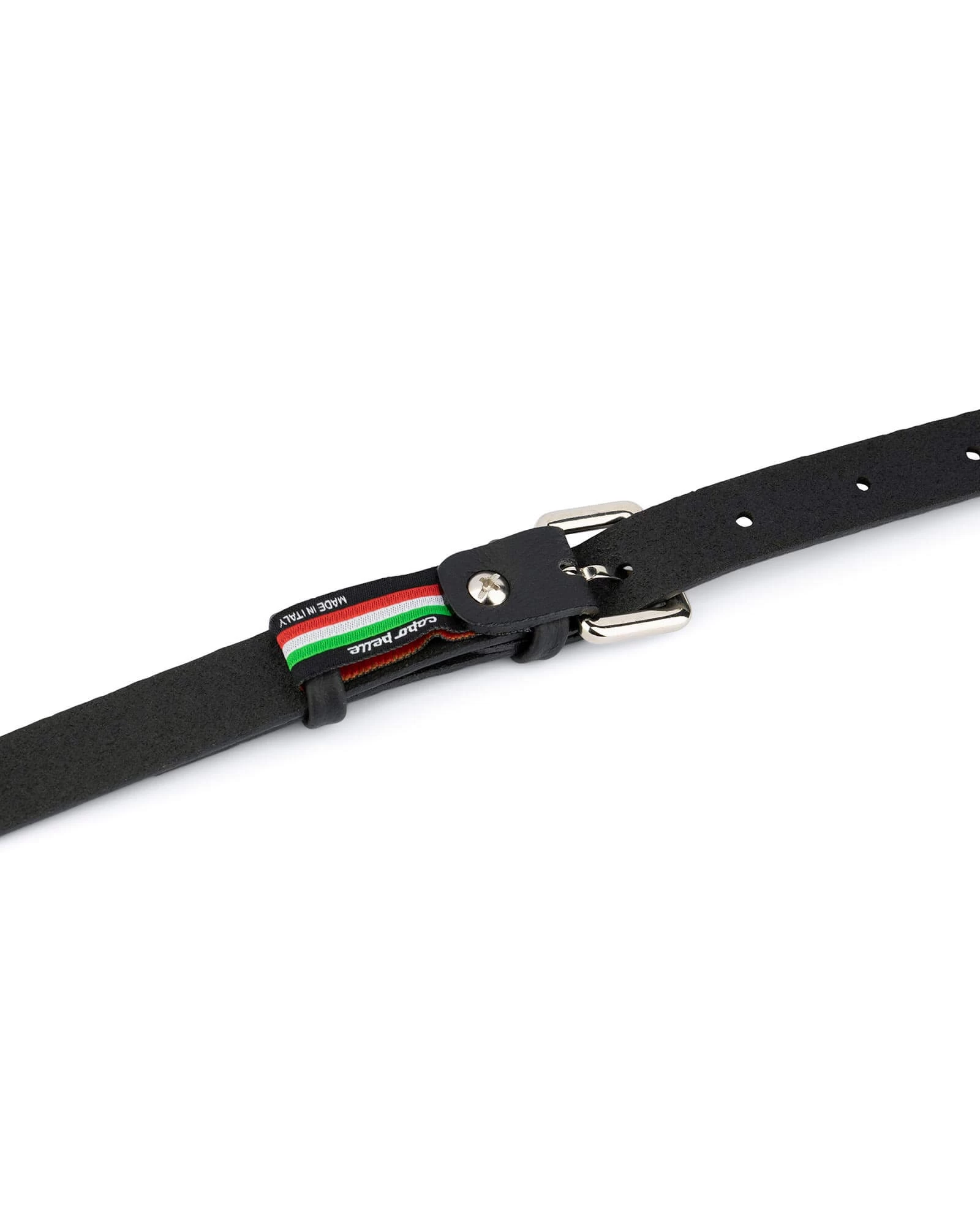 Croco Thin Black Belt Womens 2.0 Cm 6 Croco Thin Black Belt Womens 2.0 Cm - Image 4