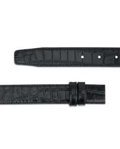 Crocodile Belt Strap No Buckle | Black 1 1/8 Inch