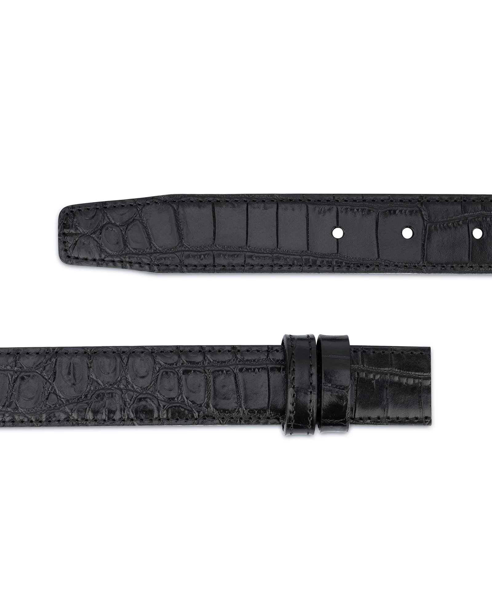 Crocodile Belt Strap No Buckle | Black 1 1/8 Inch 3 Crocodile Belt Strap No Buckle | Black 1 1/8 Inch