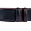 Dark Blue Leather Belt Strap -Belt Shop Dark Blue Leather Strap Red Edges Close