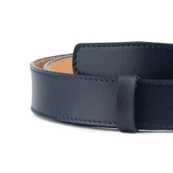 Blue Ratchet Belt With Gray Two Circle Buckle