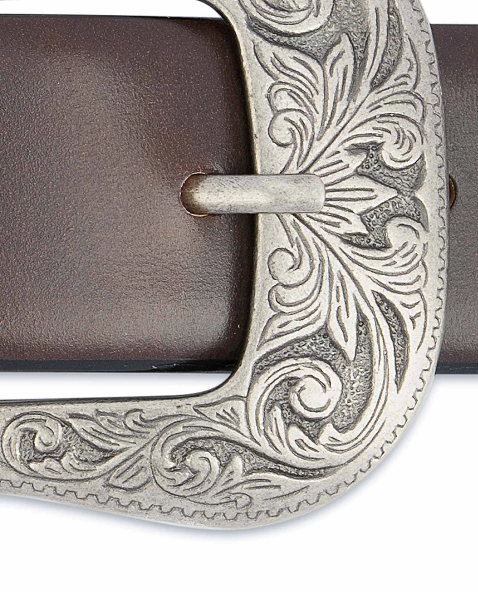 Dark Brown Western Belt Mens | Veg Tan Leather 4 Dark Brown Western Belt Mens | Veg Tan Leather - Image 2