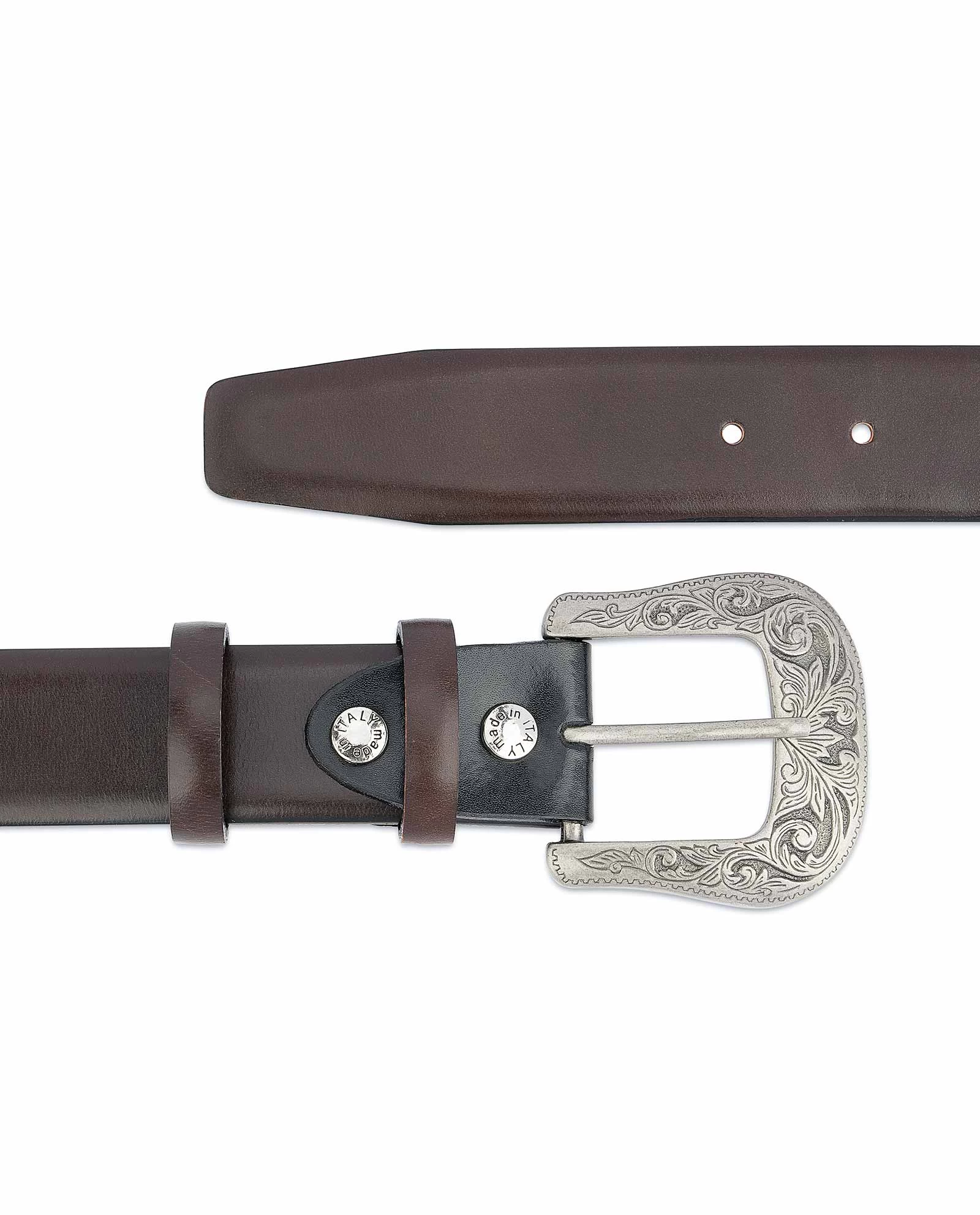 Dark Brown Western Belt Mens | Veg Tan Leather 3 Dark Brown Western Belt Mens | Veg Tan Leather