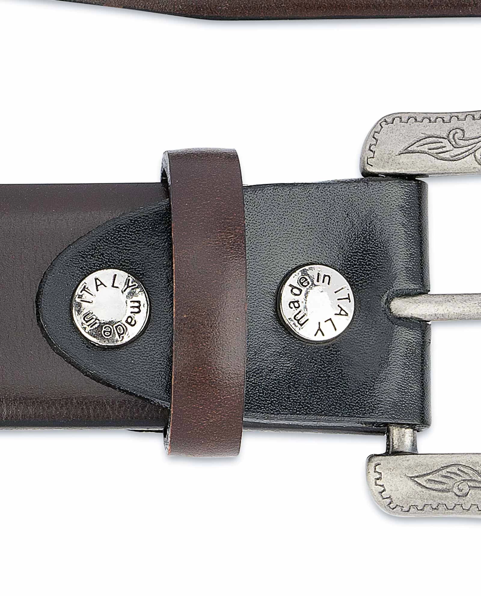 Dark Brown Western Belt Mens | Veg Tan Leather 5 Dark Brown Western Belt Mens | Veg Tan Leather - Image 3