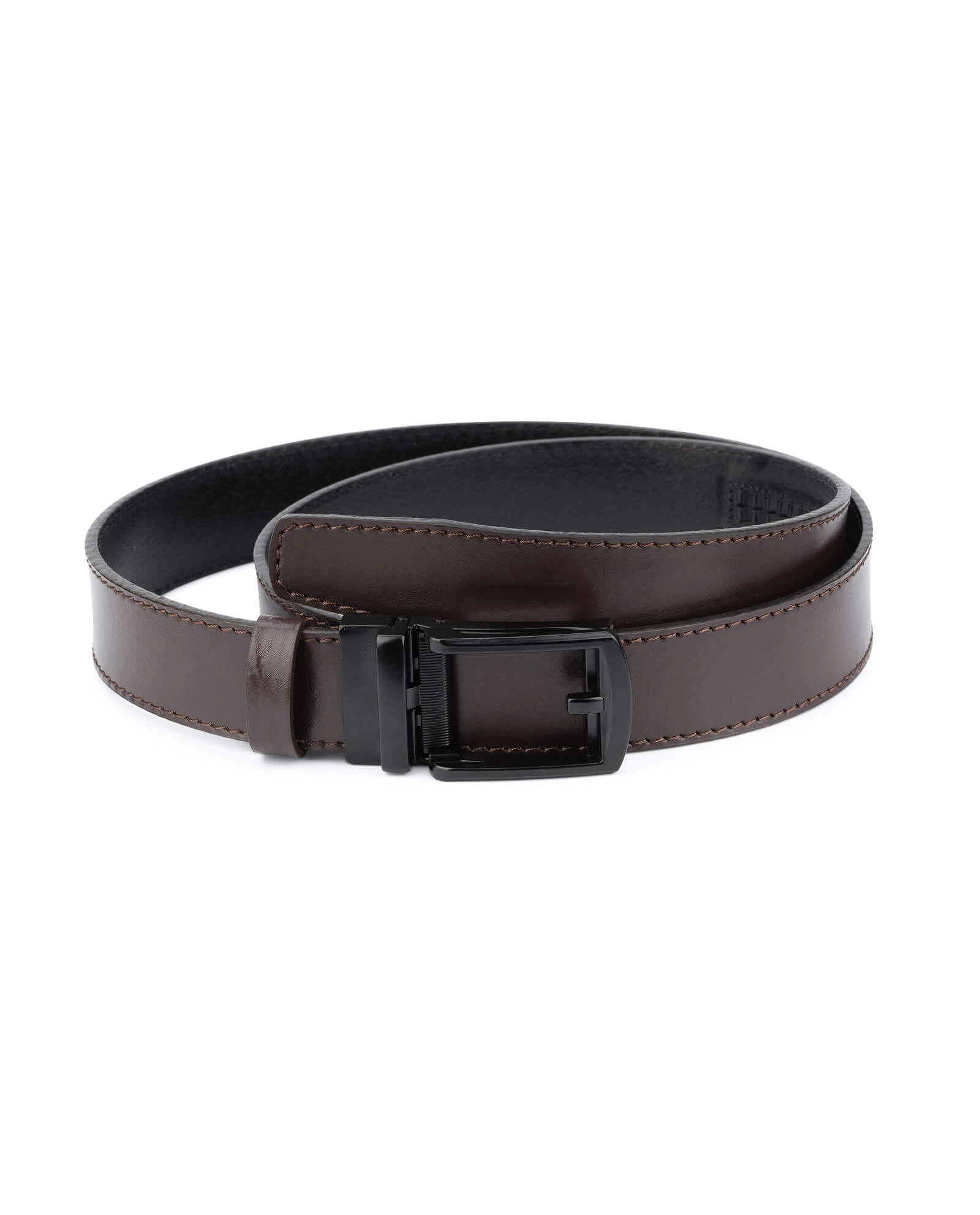 Dark Brown Ratchet Buckle Belt With Black Classic Buckle 3 Dark Brown Ratchet Buckle Belt With Black Classic Buckle