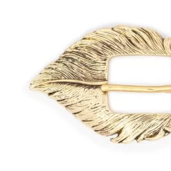 Golden Feather Buckle Black Belt For Ladies -Belt Shop FETH30GOLD 2 2