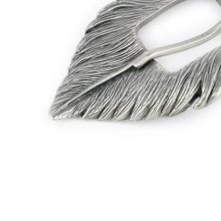 Womens Brown Leather Belt With Silver Feather Buckle 22 Womens Brown Leather Belt With Silver Feather Buckle -Belt Shop FETH30SILV 1