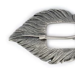 Womens Brown Leather Belt With Silver Feather Buckle 21 Womens Brown Leather Belt With Silver Feather Buckle -Belt Shop FETH30SILV 2