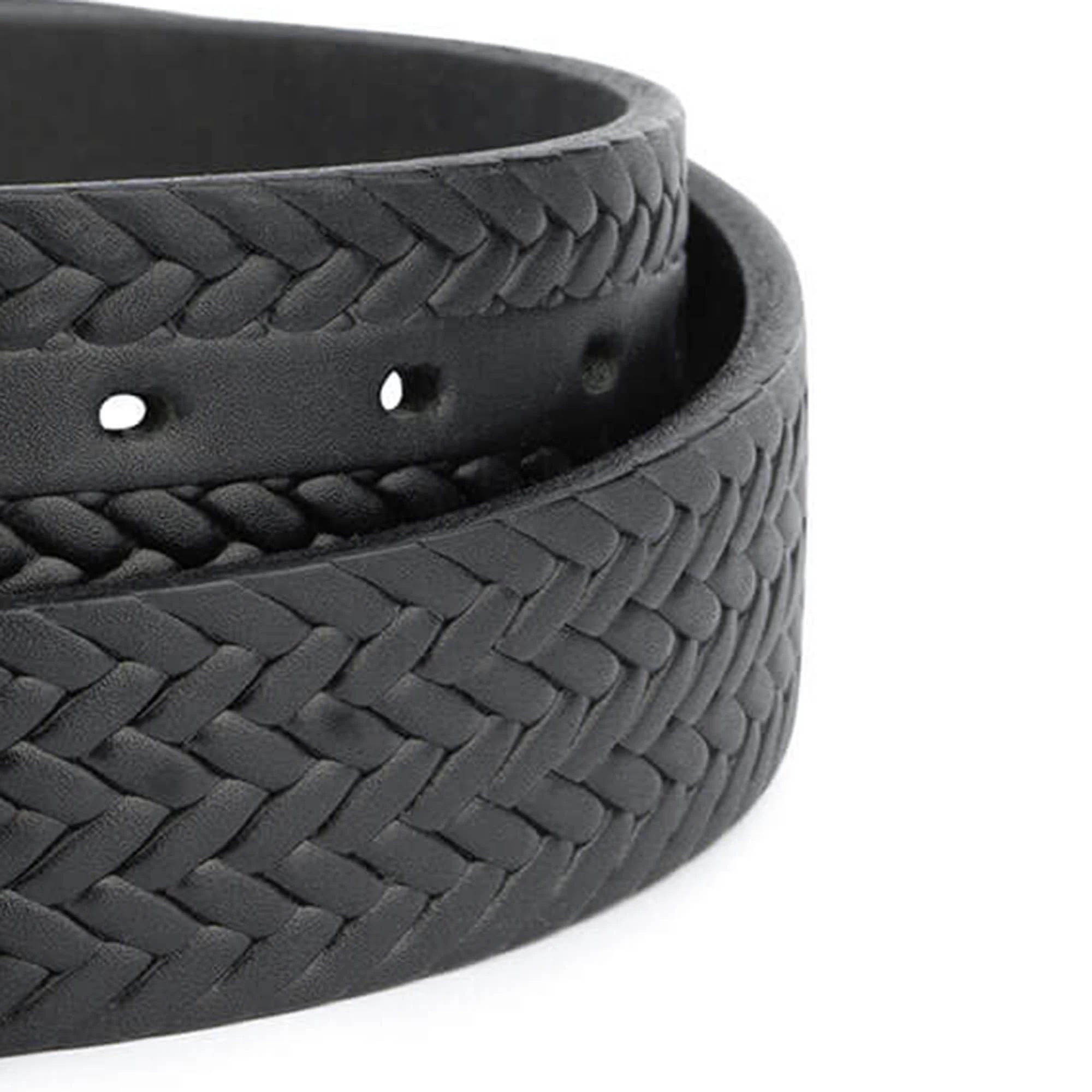 Black Embossed Mens Ranger Belt With Silver Buckle 4 Black Embossed Mens Ranger Belt With Silver Buckle - Image 2