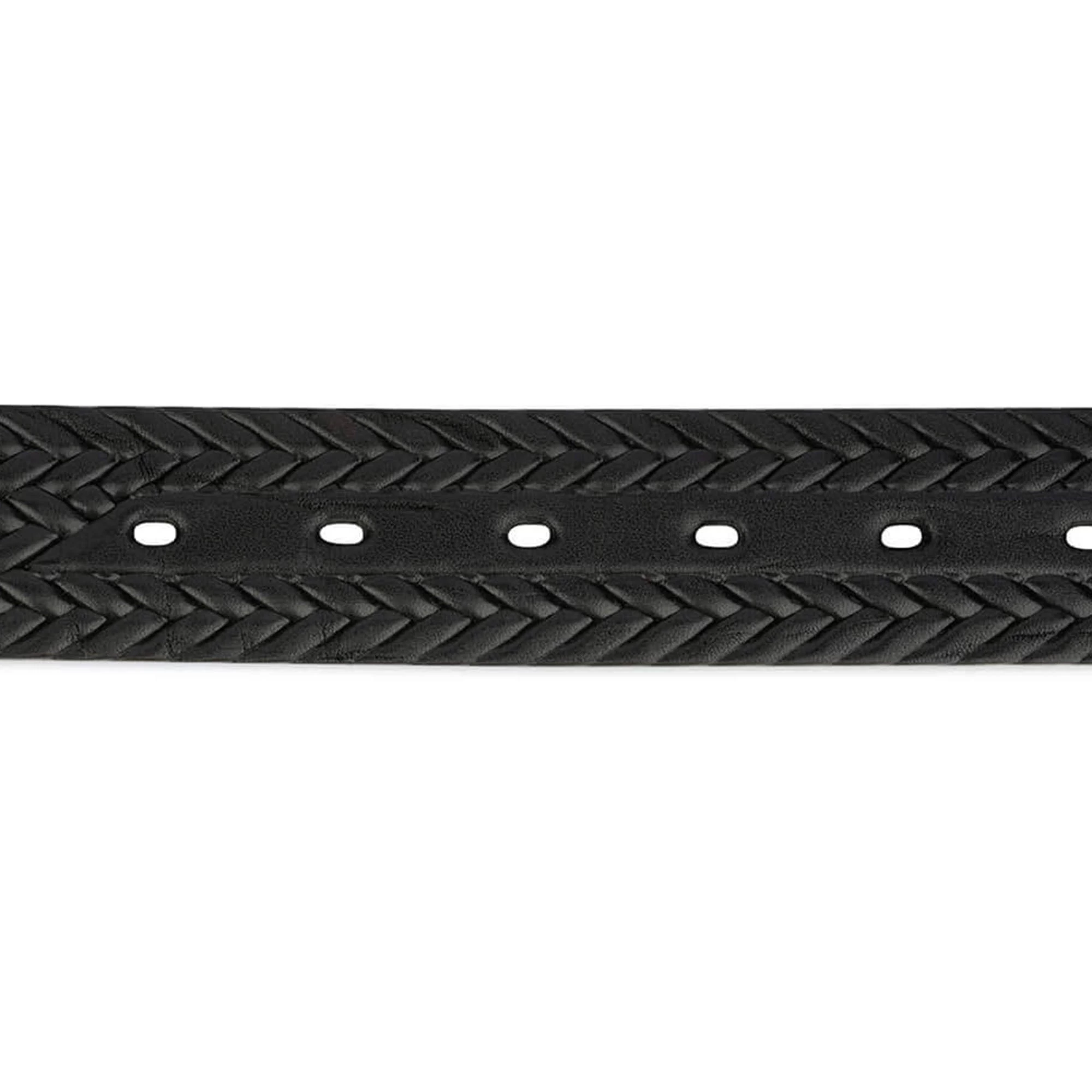 Black Embossed Mens Ranger Belt With Silver Buckle 6 Black Embossed Mens Ranger Belt With Silver Buckle - Image 4