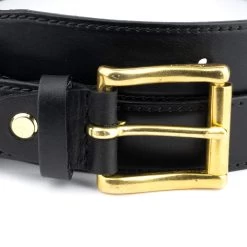Gold Brass Buckle Belt – Black Full Grain Leather 3.0 Cm 23 Gold Brass Buckle Belt – Black Full Grain Leather 3.0 Cm -Belt Shop Gold Brass Buckle Belt Black Full Grain Leather 3.0 cm 3