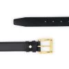 Gold Brass Buckle Belt – Black Full Grain Leather 3.0 Cm