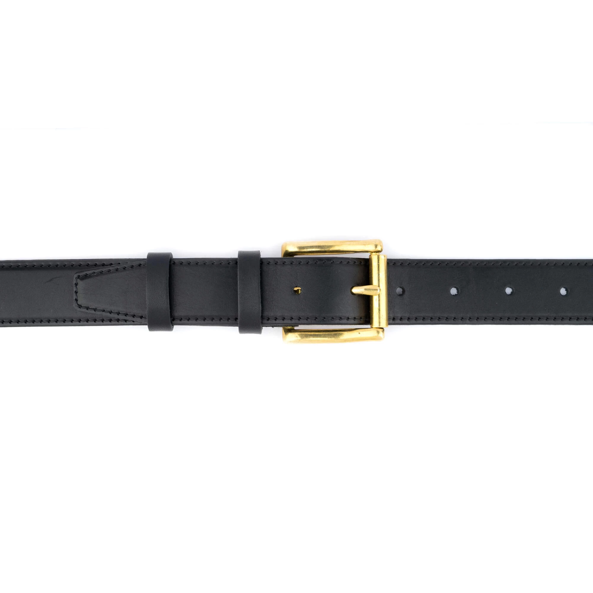 Gold Brass Buckle Belt – Black Full Grain Leather 3.0 Cm 7 Gold Brass Buckle Belt – Black Full Grain Leather 3.0 Cm - Image 5