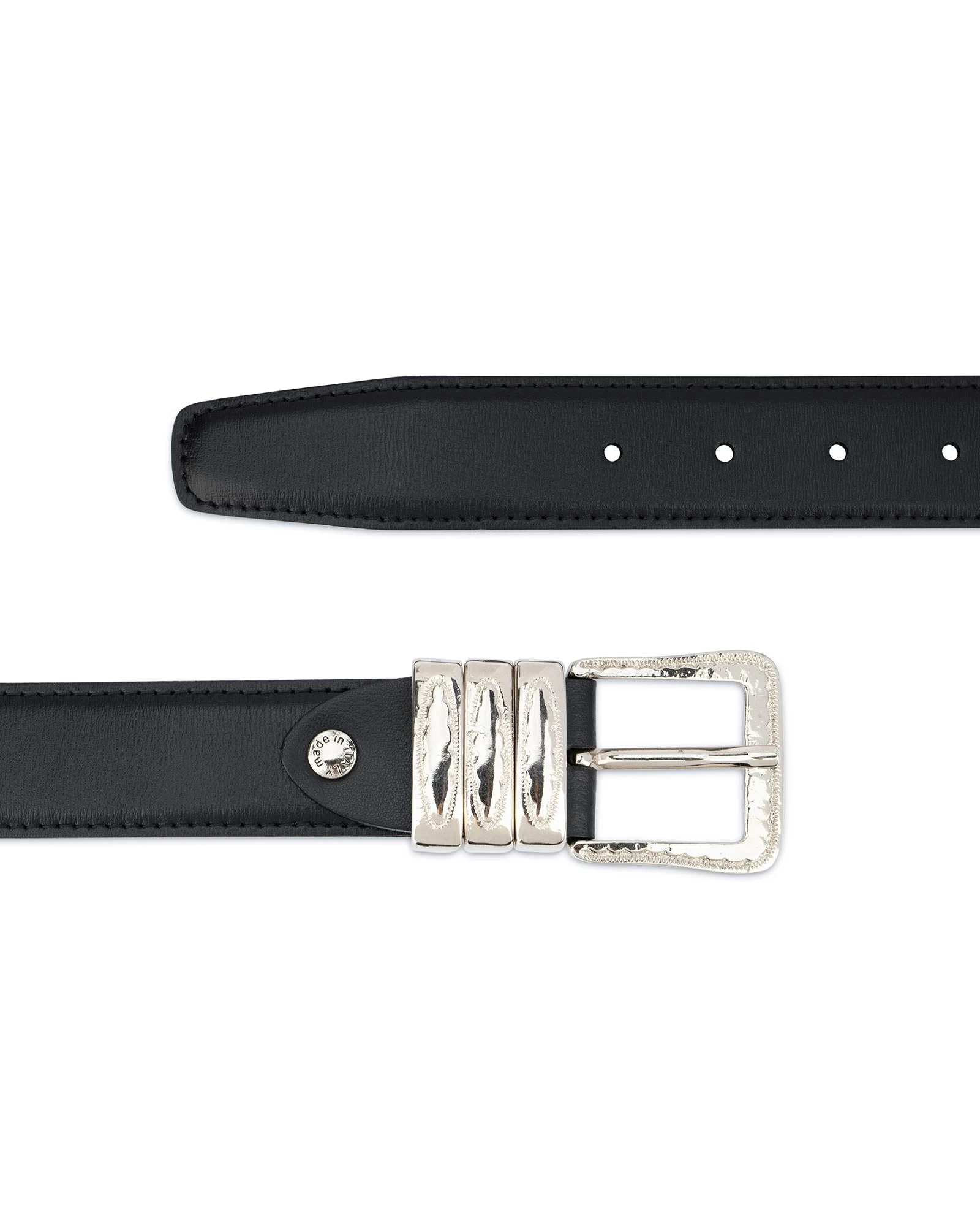 Leather Belt With Metal Loops | Black Leather 4 Leather Belt With Metal Loops | Black Leather - Image 2