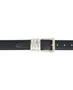 Leather Belt With Metal Loops | Black Leather