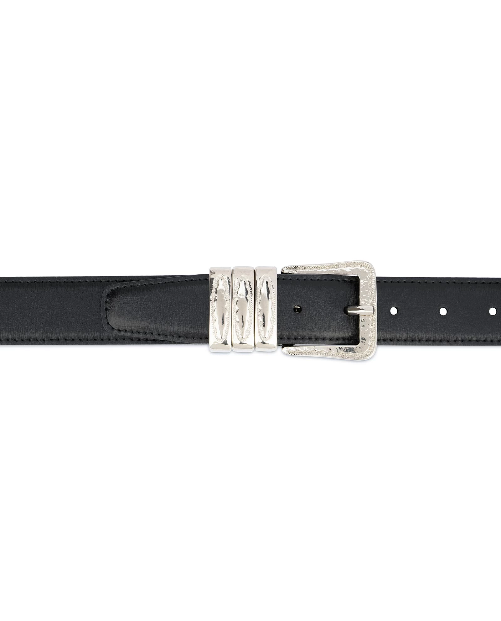Leather Belt With Metal Loops | Black Leather 3 Leather Belt With Metal Loops | Black Leather