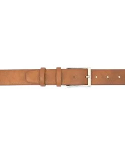 Belt Shop -Belt Shop Light Brown Mens Belt Genuine Italian Leather 3