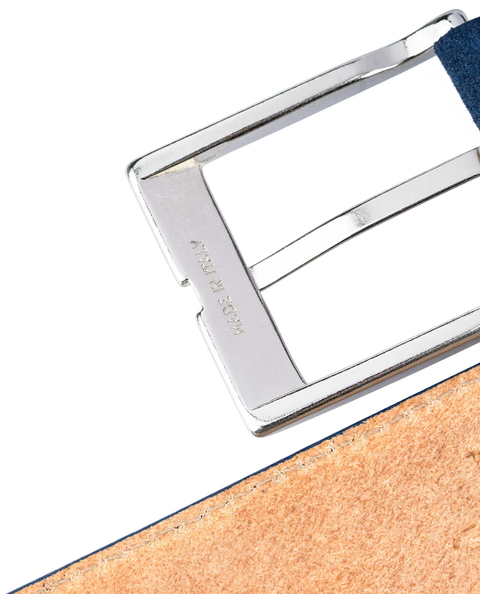 Men Blue Suede Belt With Brown Loops 4 Men Blue Suede Belt With Brown Loops - Image 2