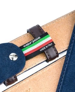 Men Blue Suede Belt With Brown Loops 10 Men Blue Suede Belt With Brown Loops -Belt Shop Men Blue Suede Belt with Brown Loops Made in Italy