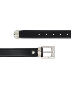 Men’s Belt With Metal Tip | Black Real Leather
