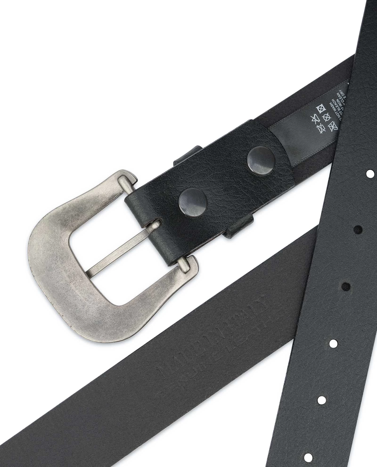 Mens’ Black Western Belt With Removable Buckle 6 Mens’ Black Western Belt With Removable Buckle - Image 4