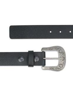 Mens’ Black Western Belt With Removable Buckle