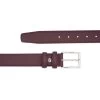 Mens Burgundy Leather Belt | Stitched 3.5 Cm -Belt Shop Mens Burgundy Leather Belt Stitched 2