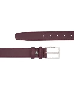 Mens Burgundy Leather Belt | Stitched 3.5 Cm