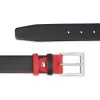 Men’s Designer Belt | Black With Red -Belt Shop Mens Designer Belt Black with Red Buckle