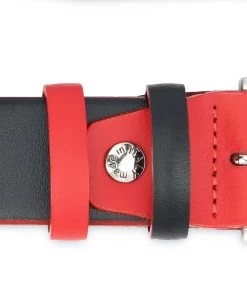 Men’s Designer Belt | Black With Red -Belt Shop Mens Designer Belt Black with Red Italian leather