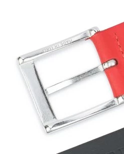 Men’s Designer Belt | Black With Red -Belt Shop Mens Designer Belt Black with Red Made in Italy