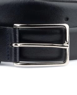 Men’s Navy Belt | Dark Blue Leather -Belt Shop Mens Navy Belt Dark Blue Leather Nickel silver buckle