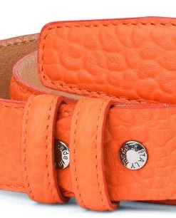 Men’s Orange Belt | Pebbled Italian Leather -Belt Shop Mens Orange Belt Pebbled Italian Leather Calfskin