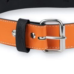 Mens Orange Vegan Belt With Stainless Steel Buckle