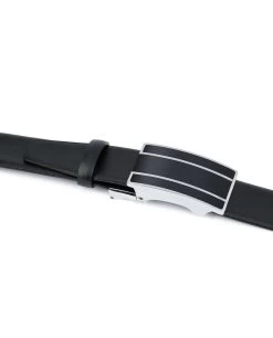 Men’s Ratchet Belt | Black Smooth Leather -Belt Shop Mens Ratchet Belt Black Smooth Leather Capo Pelle Silver lines