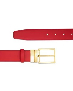 Men’s Red Belt With Gold Buckle