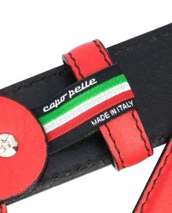 Good Presents For Boyfriends | Red Leather Belt -Belt Shop Mens Red Leather Belt Black Stitching Loop keeper