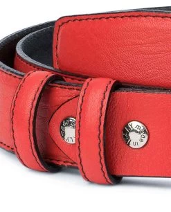 Good Presents For Boyfriends | Red Leather Belt -Belt Shop Mens Red Leather Belt Black Stitching Luxury designer