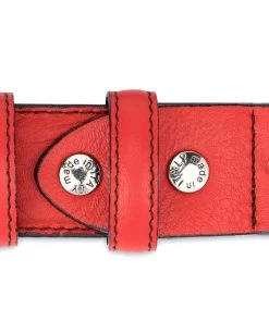 Good Presents For Boyfriends | Red Leather Belt -Belt Shop Mens Red Leather Belt Black Stitching Screws