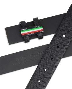 Men’s Snakeskin Belt No Buckle | Black Adjustable -Belt Shop Mens Snakeskin Belt No Buckle Black Adjustable 3