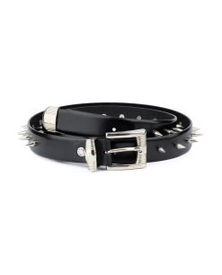 Mens Spiked Belt In Black Leather -Belt Shop Mens Spiked Belt in Black Leather Emo Goth Punk Style 1